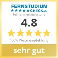 Siegel: FernstudiumCheck.de - Teilnehmerbewertung: 4.5 sehr gut (95% Weiterempfehlung)