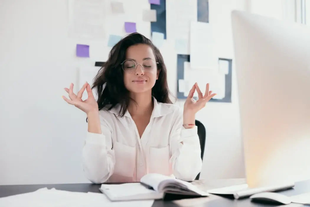 Business Frau Entspannung Am Arbeitsplatz