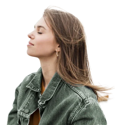 Side View Woman Enjoying Sea Breeze